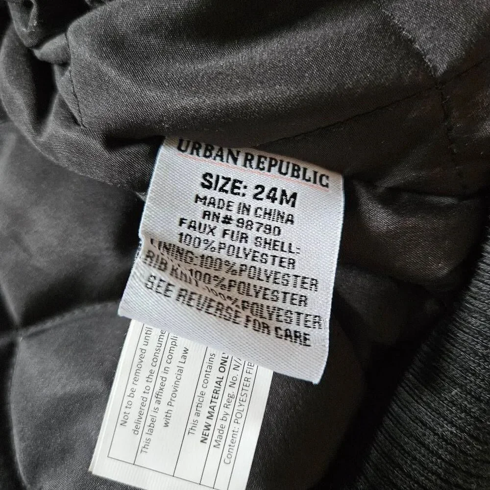 Urban Republic Black Fleece Bomber Jacket Size 18-24 Months